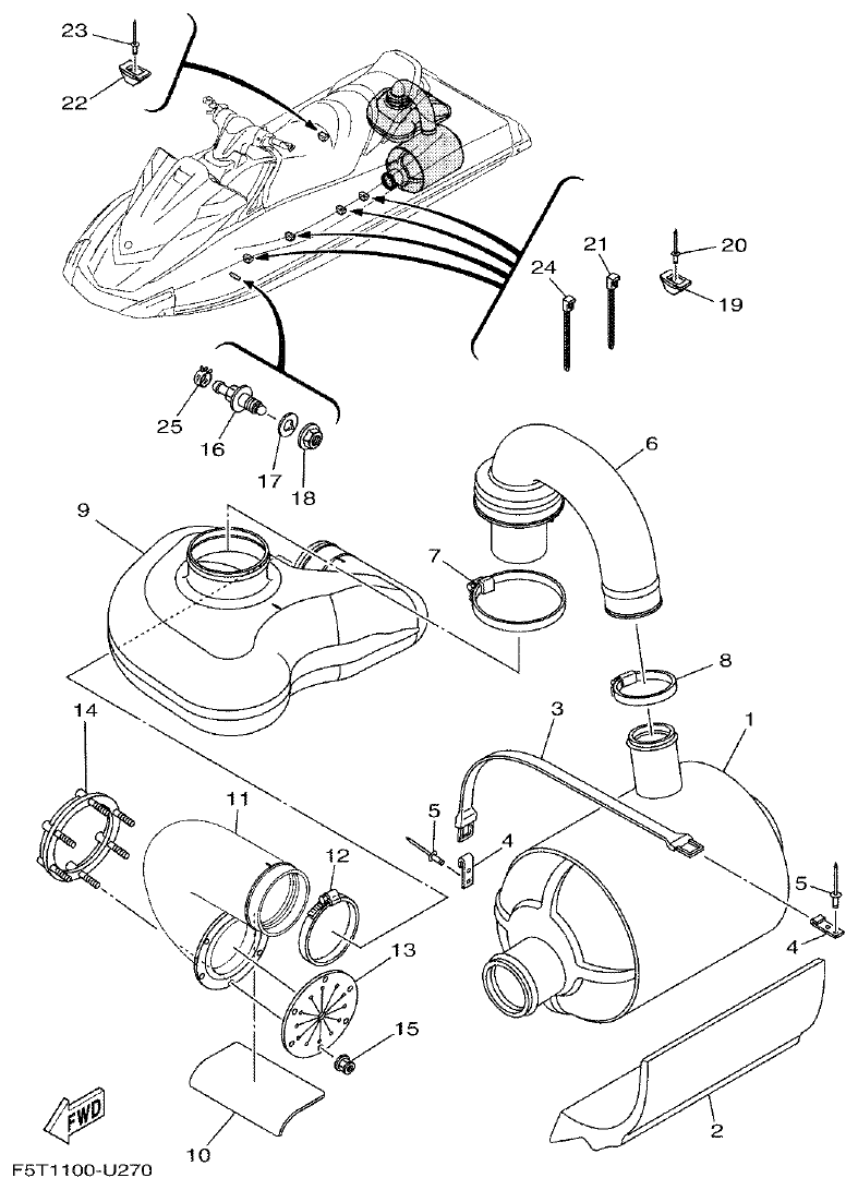 Yamaha VX1050AV EXHAUST 3 parts diagram